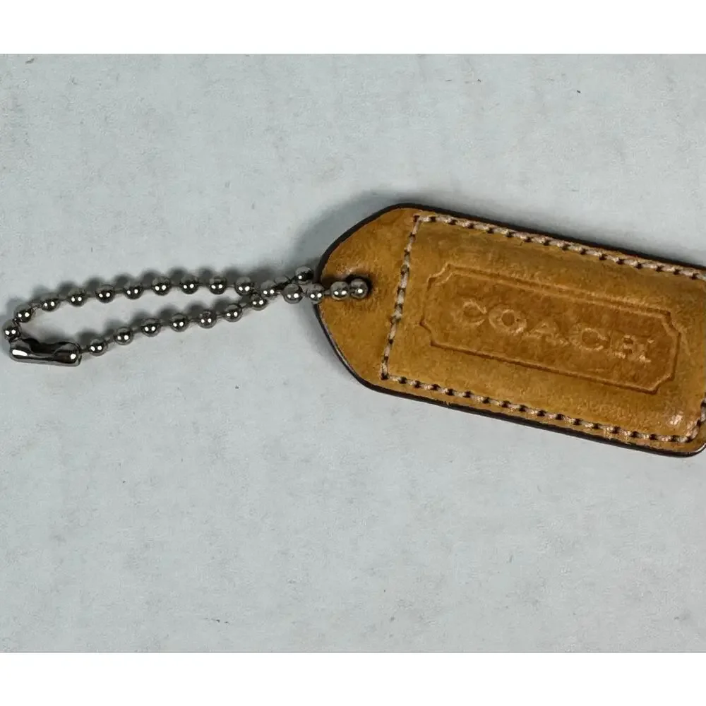 Coach Leather Hangtag Keychain Tan Bag Charm Vintage